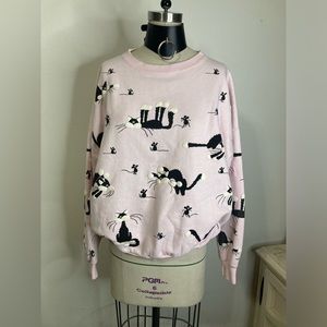 The cutest vintage sweater ever! Pink with cat and mouse print
